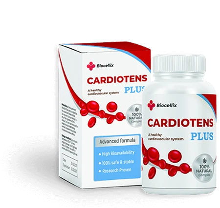 Envase de Cardiotens Plus para el tratamiento de la hipertensión